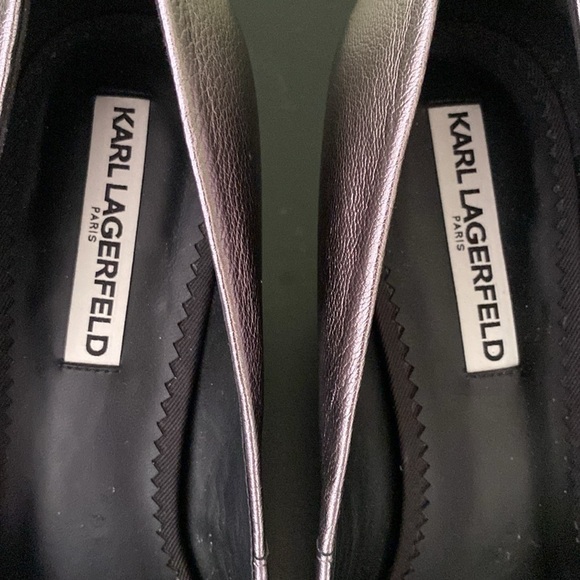 Karl Lagerfeld Paris SABRINA Sliver
Leather Slip on Block Heel Shoes 9.5 - Picture 4 of 10